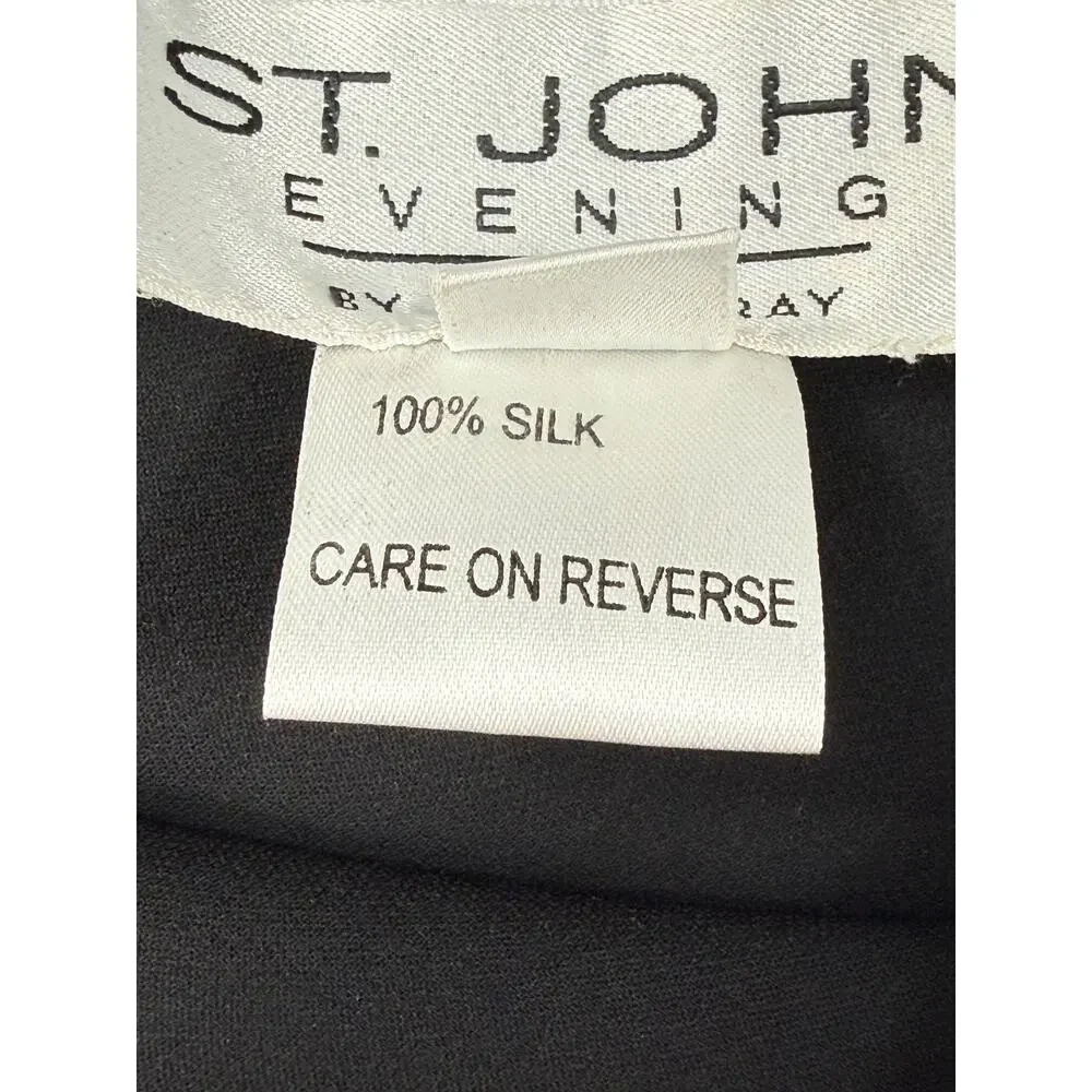 St. John Evening by Marie Gray, VTG Black Layered Silk Chiffon Dress Sz 2 - Picture 5 of 10